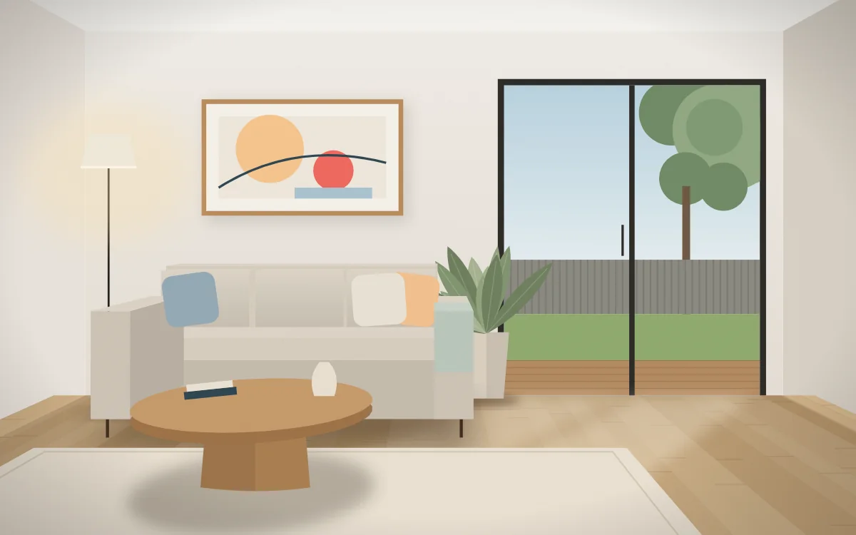 Renovated open-plan living room opening onto the back garden